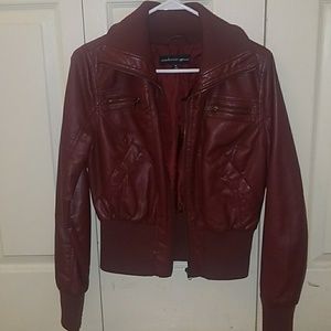 Maroon Faux Leather Jacket